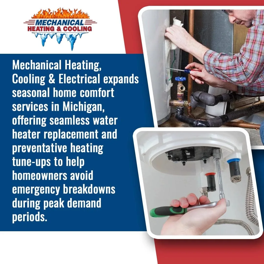 Visual for the release: Mechanical Heating, Cooling & Electrical Expands Michigan HVAC Summer Support