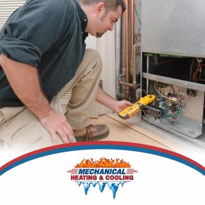 HVAC technician inspecting outdoor heating and cooling unit for heater repair in Dearborn Heights